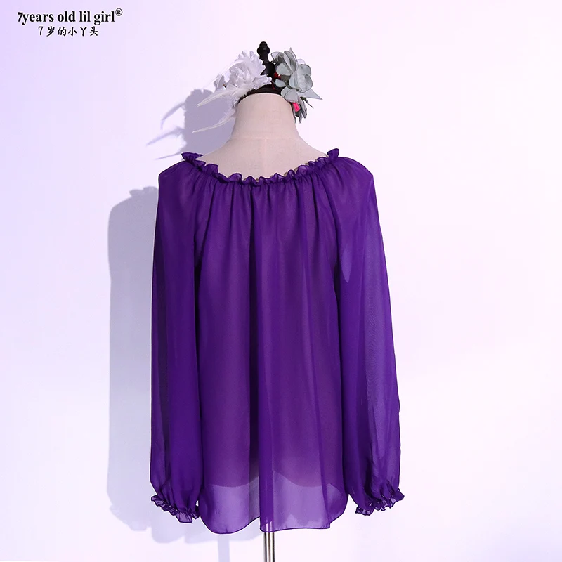 Top de chiffon flamenco espanhol com estampa de bolinhas HA04