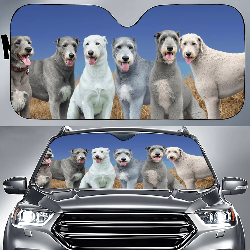 Group Of Dogs Standing In A Field Of Tall Grass Car Auto Sunshades Car Sunshade, Front Window Sun Cover For Car, Auto Sunshade F