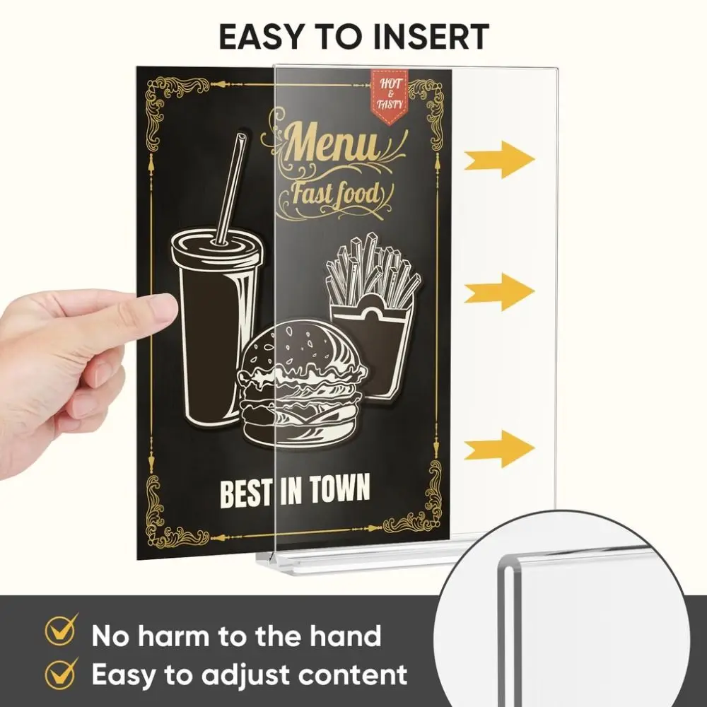 Durable A4/A5/A6 Desk Display Stand Acrylic Transparent Price Label Display Rack Double Side Clear Menu Stand Holder Hotel