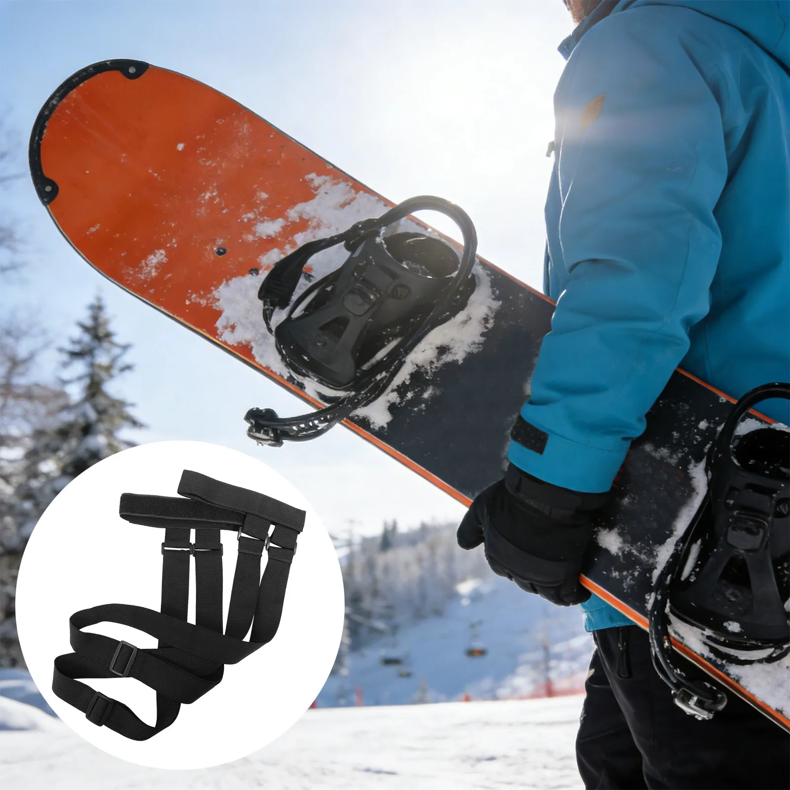 

1Pcs Portable Snowboard Carrying Strap Wide Padded Shoulder Strap Abrasion Resistant Snowboard Carrier for All Snowboards Ski