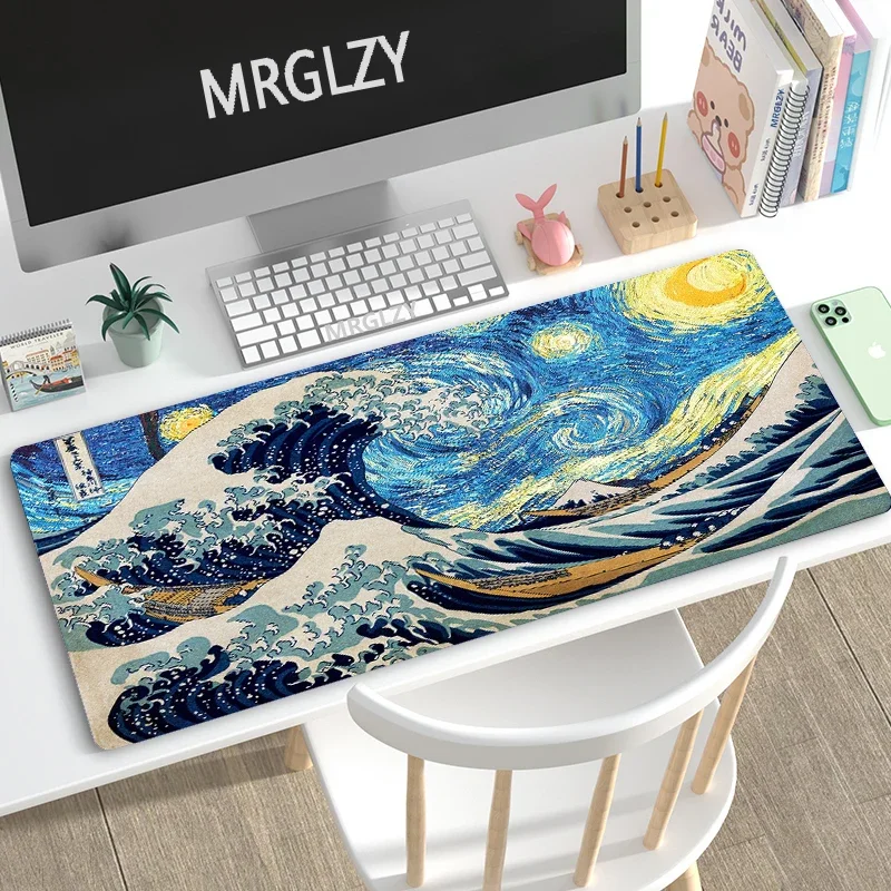 Giant Waves Mouse Pad Large Japanese-style Mouse Pads Company MouseMat Art Carpet Rugs Gamer Ukiyo-e Keyboard for Laptop 900X400