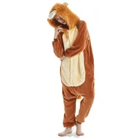 Kigurumi Adult Animal Costume Lion Onesie Plus Size Anime Brown Plush Pajamas Halloween Party Men Women Sleep Jumpsuits Pyjamas - Image 2