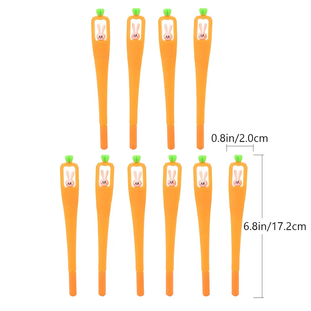 10pcs Carrot Rabbit Gel Ink Pen 0.5Mm Plastic Roller Ballpoint Writing Instrument For School Office Stationery Student Gift