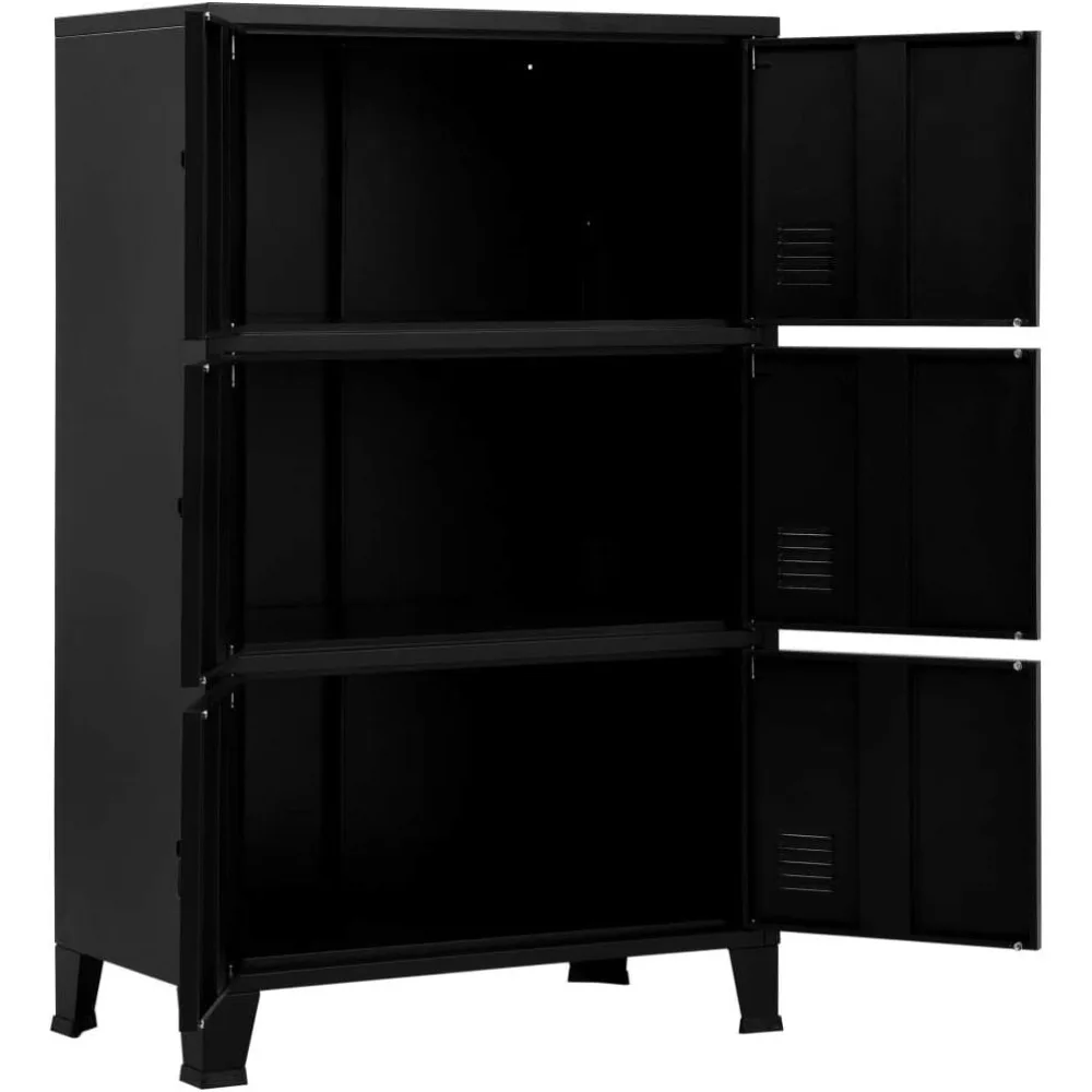 خزانة ملفات فولاذية ذات 6 أبواب على الطراز الصناعي باللون الأسود، 29.5 × 15.7 × 47.2 - حل تخزين عالي التحمل
