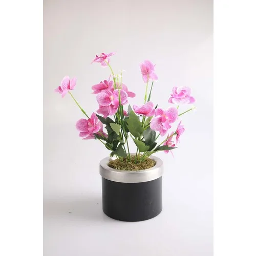 Kibrithane Flower Artificial Flower Metal Flower Pot Lilac Fabric Orchid KC00200816