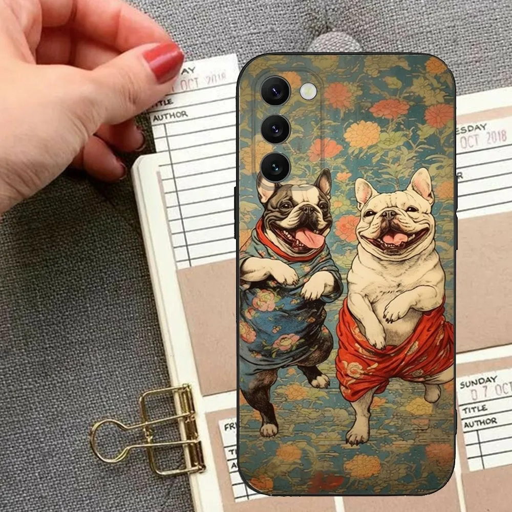 French Bulldog Dog Pug Phone Case for SamsungA 91,80,73,72,71,70,53,52,51,42,41,40,32,31,30,22,21,20,13 S 4G 5G Soft Black Case