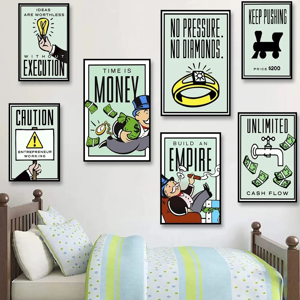 1pc frameless Canvas Phenomenal Level Wall Art Monopoly Money Inspirational HD Canvas Poster Prints Living Room Bedroom Home