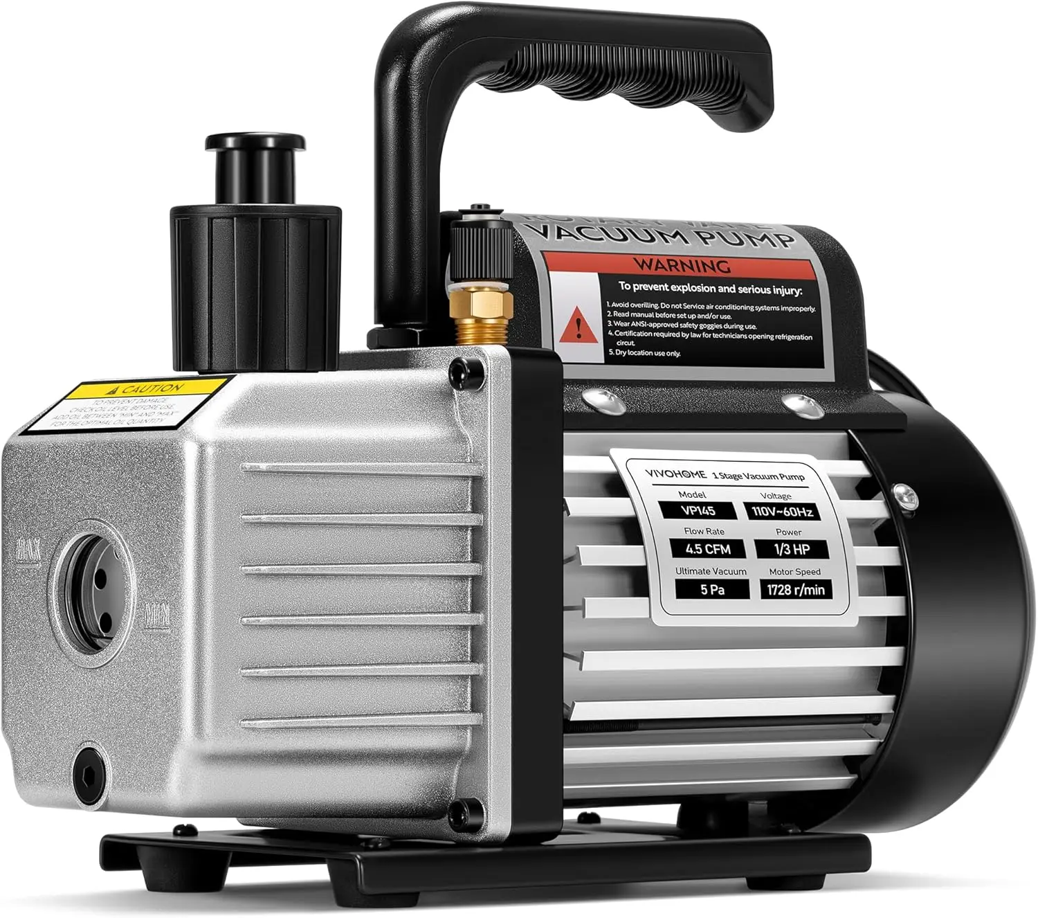 

4.5 CFM 1/3 HP 110V HVAC Vacuum Pump for R134a R12 R22 R502 R410a – Auto AC Pump with Oil Bottle