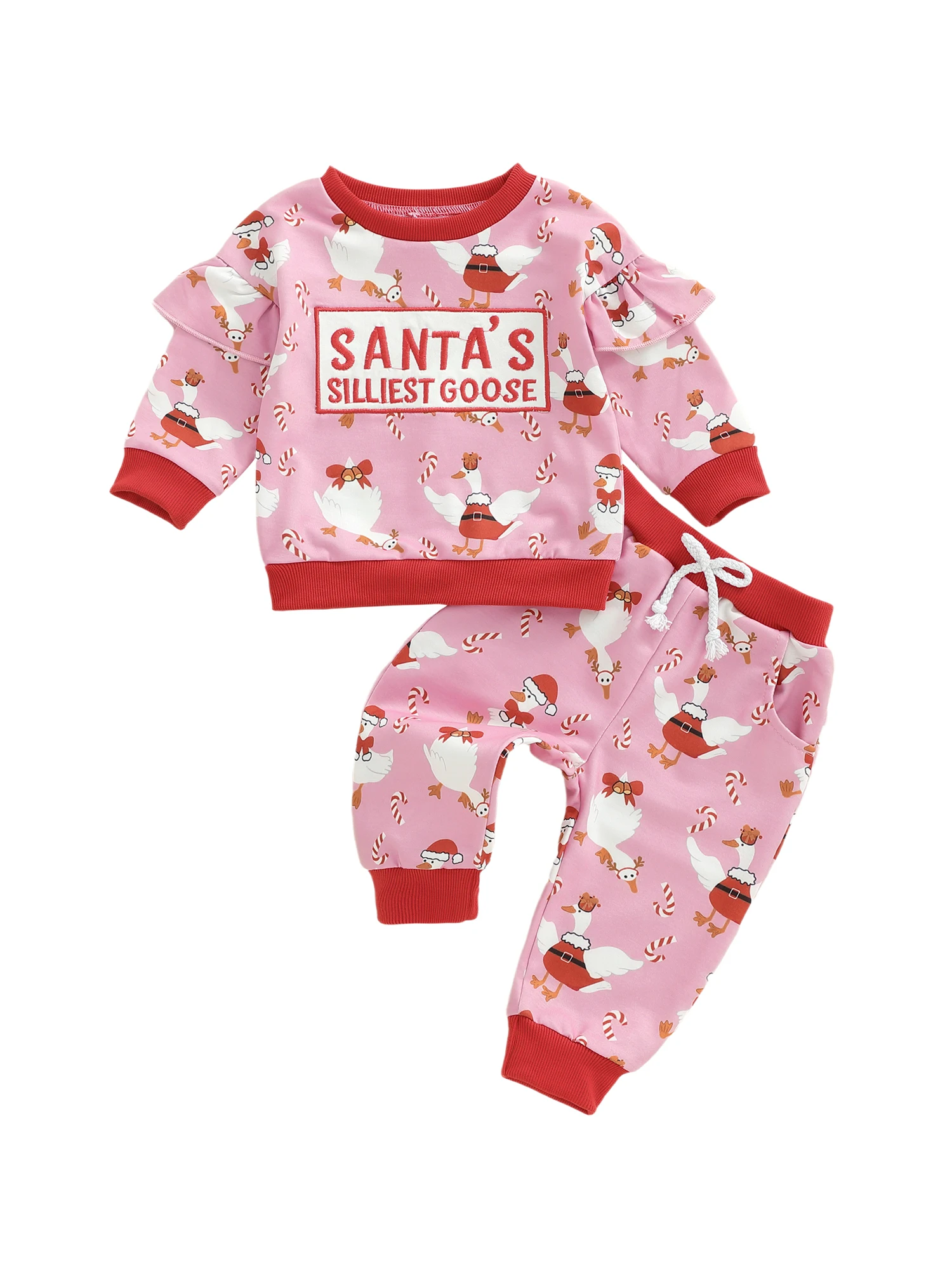 

Зимний свитер с длинными рукавами и круглым вырезом для маленьких девочек, 2 шт., свитер с принтом оленей и снежинок, комплект с леггинсами на Рождество