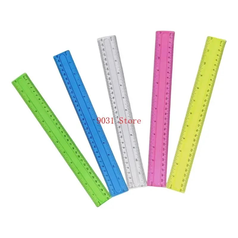 4pcs 12 polegadas Régua clara com polegadas e centímetros escala ferramenta medição matemática para desenho
