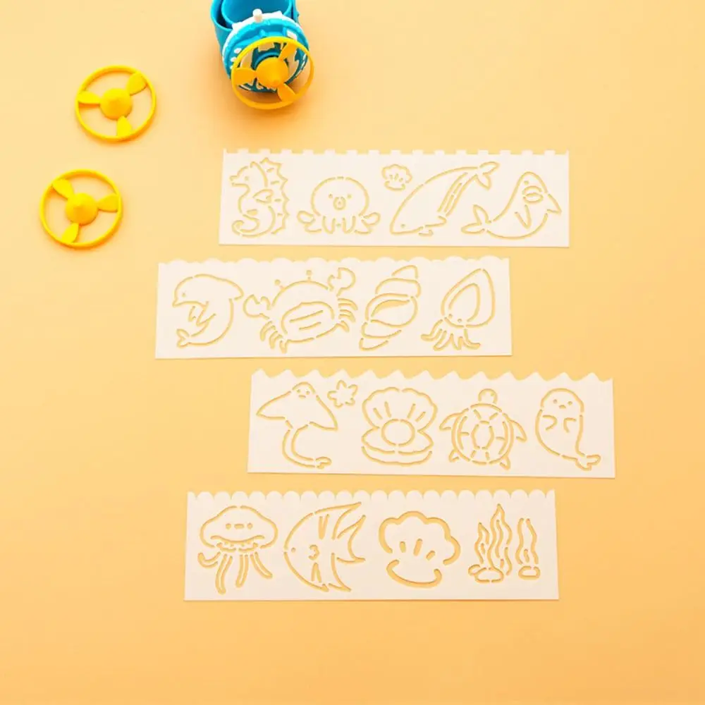 4pcs/set Copying Stencils Hollowed Drawing Templates Template Ruler Decorative Spray Painting Template Handcraft DIY Craft