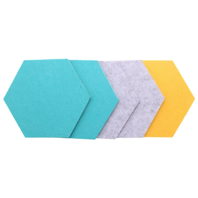 15 Stks/set Hexagon Vilt Board Zeshoekige Vilt Muur Sticker 3D Decoratieve Home Message Board Plint Grijs Geel Serie