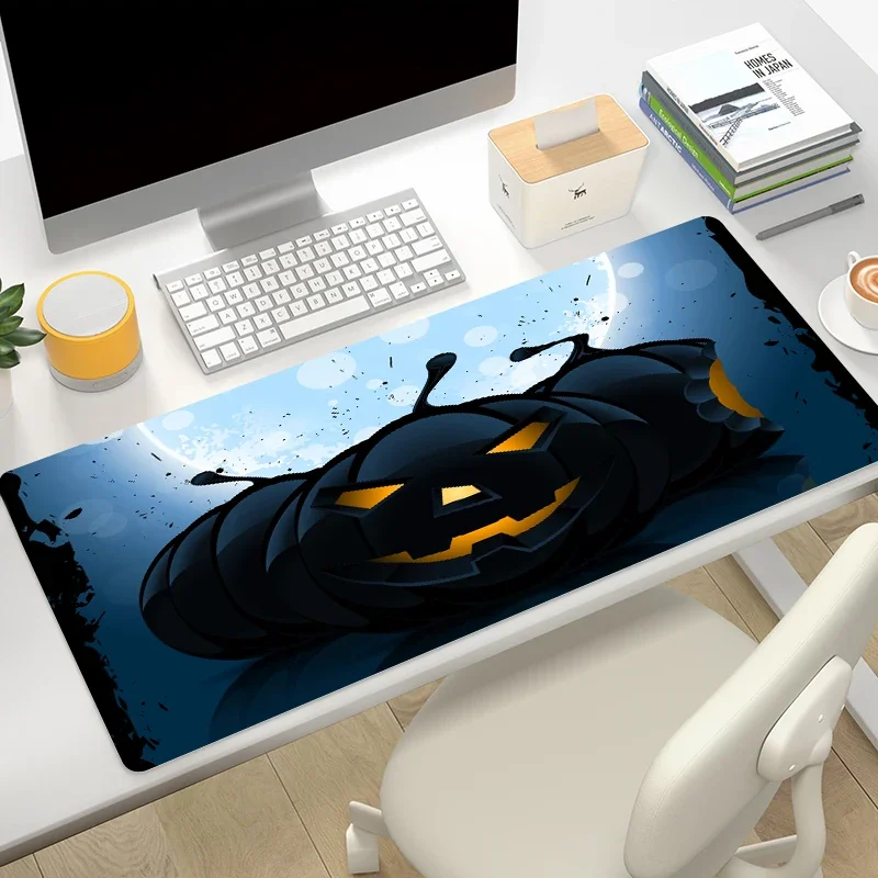 Dark Xxl Mousepad Gamer Pumpkin Gaming Mouse Pad 900 × 400 Halloween Large Desk Mat Playmat Deskmat Computer Tables Deskpad Mats