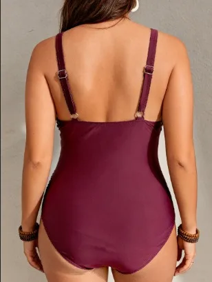 Solid Color Deep V Neck Push Up Bikini Tankini Quick Dry Eco Friendly Beach Swimwear