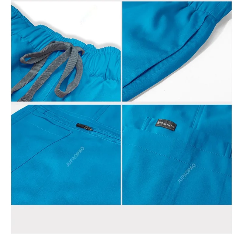 Medical Scrubs Uniform Women Nurse Scrub Set Unisex Pocket Top Zipper Pants 2 Piece Joggers Suits Nursing Operating Room Clothes