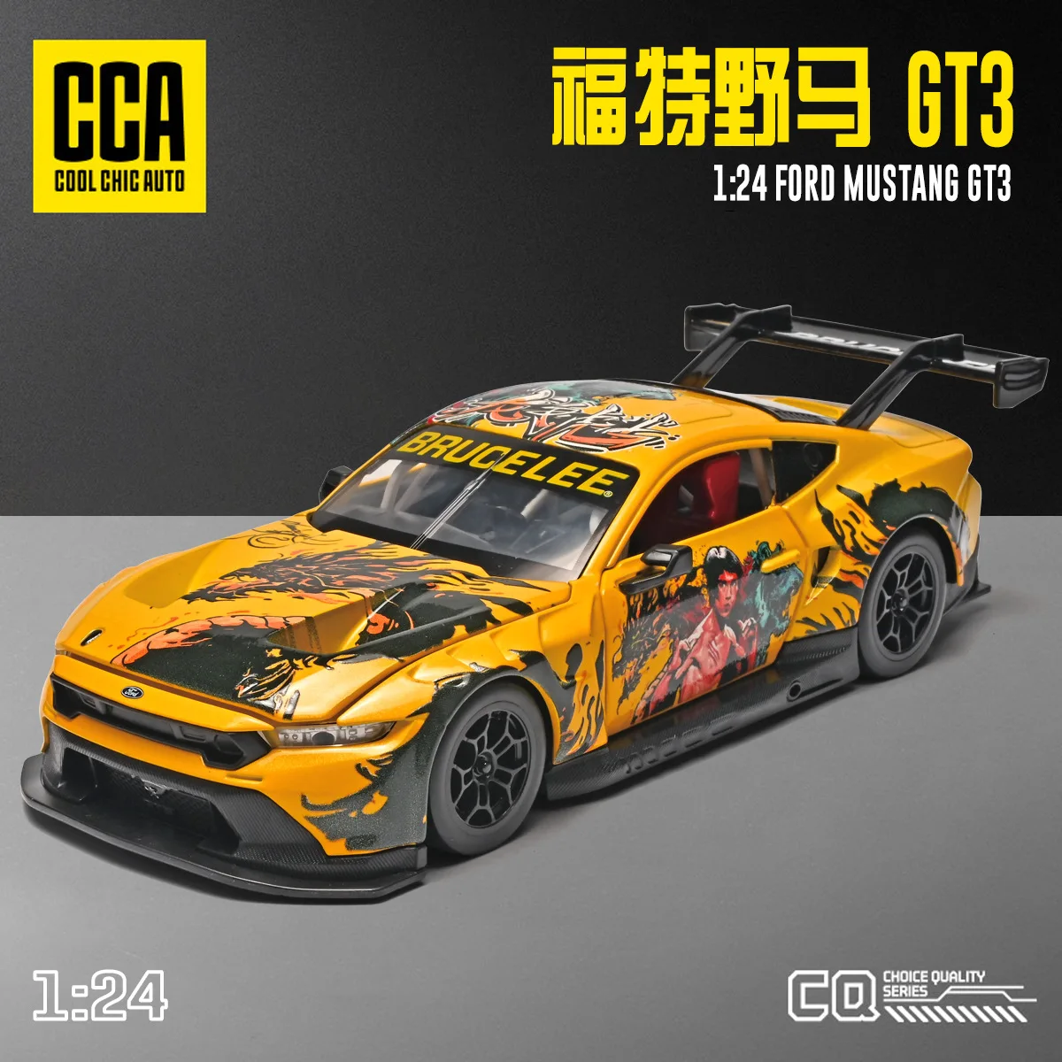 1:24 Mustang GT3 Bruce Lee's Collaboration Limited Edition Joint Alloy Sports Car Model Ornament Gift Diecast Model Decoration