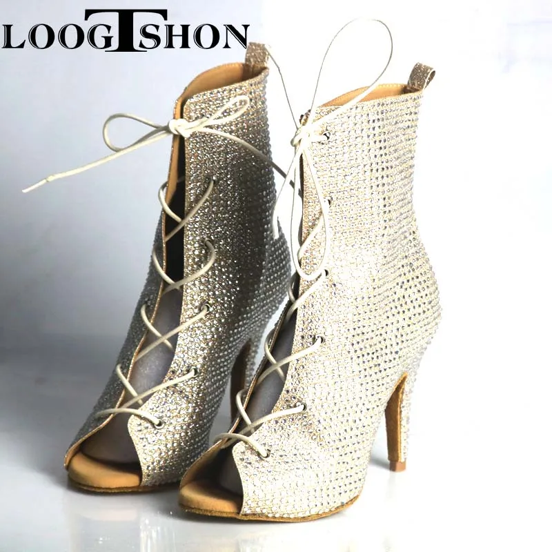 2022 Winter New Style Bachata Social Dance Booties 6-10cm Customized Heel Khaki  Salsa Latin Dance Shoes Dance Boot For Women