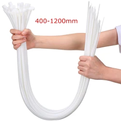 W 10mm 100Pcs  L400-1000mm GB White Self locking Nylon Industrial Cable Tie Fasten Cable Organiser Wire Cable ZipTie