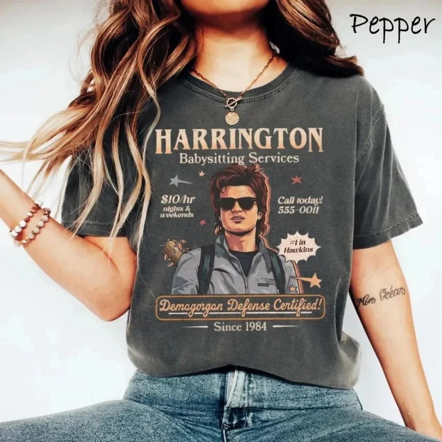 Unisex Oversized Harrington Babysitting Services Cotton T-Shirt Funny Steve Harrington Shirt Summer Men Women Fashion Tee Y2K