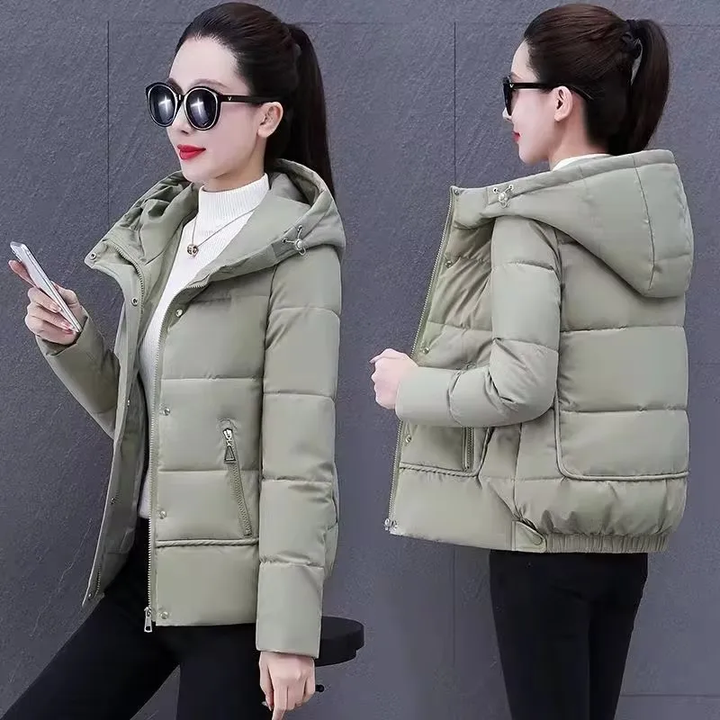 Koreanische Winter Jacke Frauen Parkas Mit Kapuze Dicke Daunen Baumwolle Gefütterte Parka 2024 Neue Weibliche Kurze Schlanke Warme Outwear Mantel damen