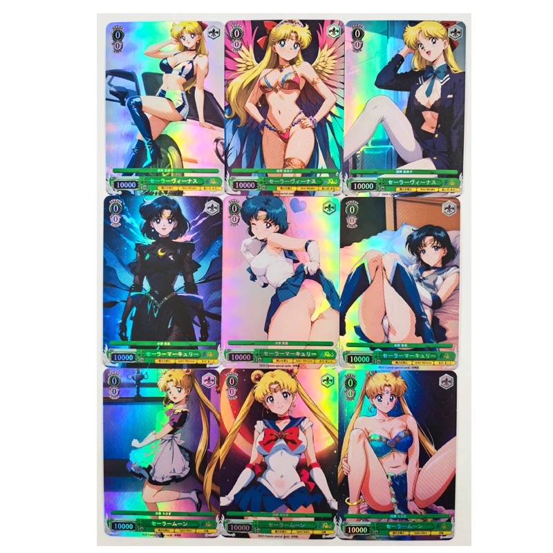 9pcs/set Beautiful Girl Warrior Short Skirt ACG Sexy Nude Toys Hobbies Hobby Collectibles Game Collection Anime Cards