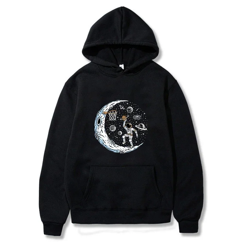 Space Travel Astronauts Throwing Basketball Prints male Hoodie Harajuku Street Hoody Vintage Casual Sweatshirt Autumn Hooded