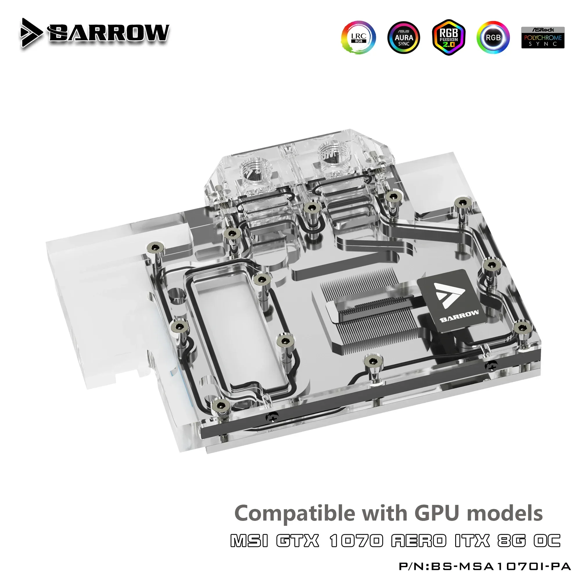 Barrow GPU Water Block For MSI GTX 1070 AERO ITX 8G OC Graphics card Cooler 5V ARGB 3PIN AURA SYNC MSA1070I-PA