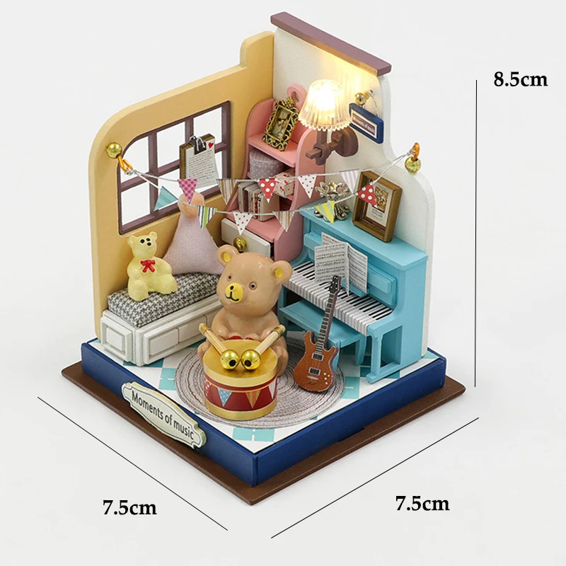 DIY Mini 3D Puzzles Holz Puppenhaus mit Möbel Licht Kits Puppenhaus Casa Miniatur Zubehör handgemachte Holzspielzeug Geschenke – Detail 5