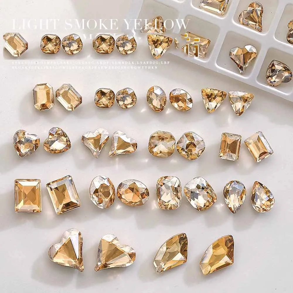 50Pcs 3AAA Mixed Zircon Nail Rhinestone 10x11mm Oval/Square Round/Heart Nail Crystal Pink/Champagne Gold/Clear Manicure Diamond