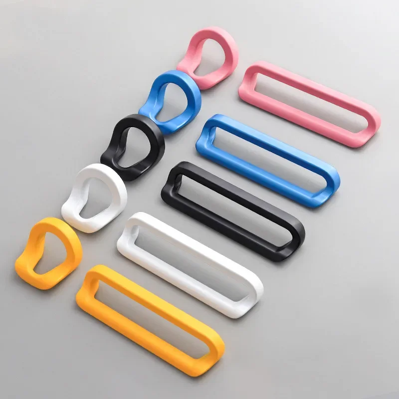 Colorful Modern Simple Children's Room Cabinet Door Handle Wardrobe Drawer Knob Pink White Yellow Blue Black Furniture Handle