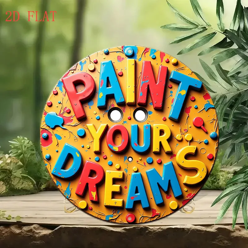 [2D Flat] 1pc 20.32 cm Round Aluminum Wall Art Sign - 
