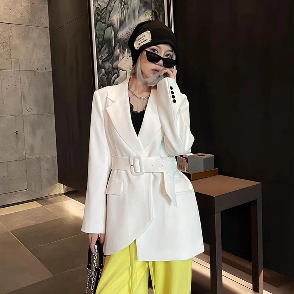 

Korean Style Spring Autumn Suit Jackets For Women Elegant Irregular Loose Casual Blazers Women's Fashion Solid Color Ladies Coat