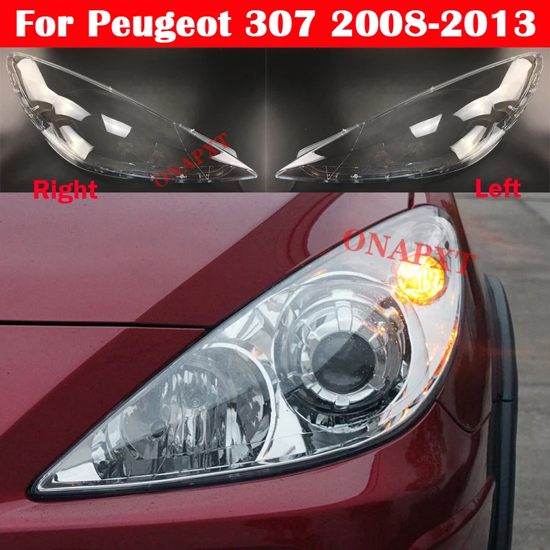 

For Peugeot 307 2008-2013 Car Front Headlight Cover Headlamp Lampshade Lampcover Head Light Lamp Caps Glass Lens Shell Case