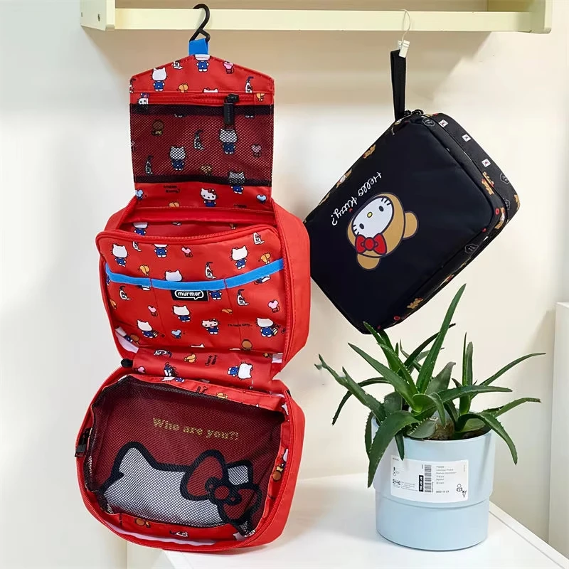 

Sanrioed Travel Cosmetic Toiletries Bag Foldable Makeup Bag Portable Hanging Storage Pouch Hellokitty Handbag Gifts Hello Kitty