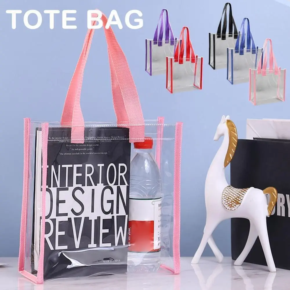 

New PVC Clear Tote Bag Transparent Large Capacity Cosmetics Shopping Bag Gift Bag Car Sewn Jelly Bag