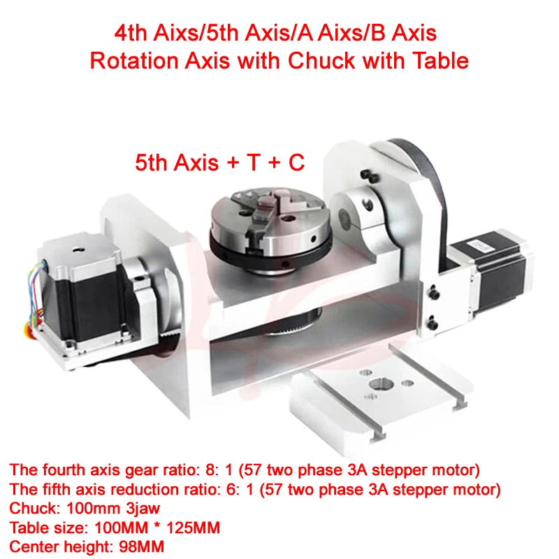 

4th Aixs/5th Axis/A Aixs/B Axis,Rotation Axis with Chuck with Table CNC 4th Axis/5th Axis (A Aixs,Rotary Axis) for CNC Router