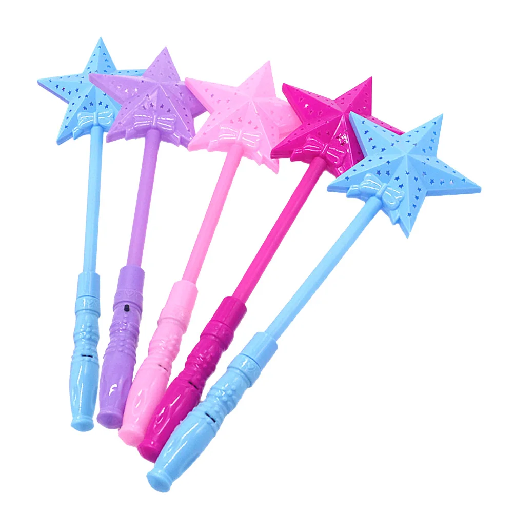 

5 Pcs Glowing Star Wands Hearts Flashing Princess Five-pointed Sticks Child