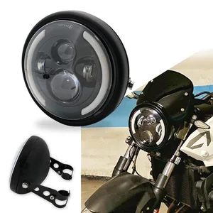Universelle 7,5 -Zoll -LED -Retro Balde Modified Motorcycle Hi/Lo Drl Strahl und mattes schwarzes Scheinwerfergehäuse mit Unterstützung 10 Hauptverkauf Farol XJ6 - №7
