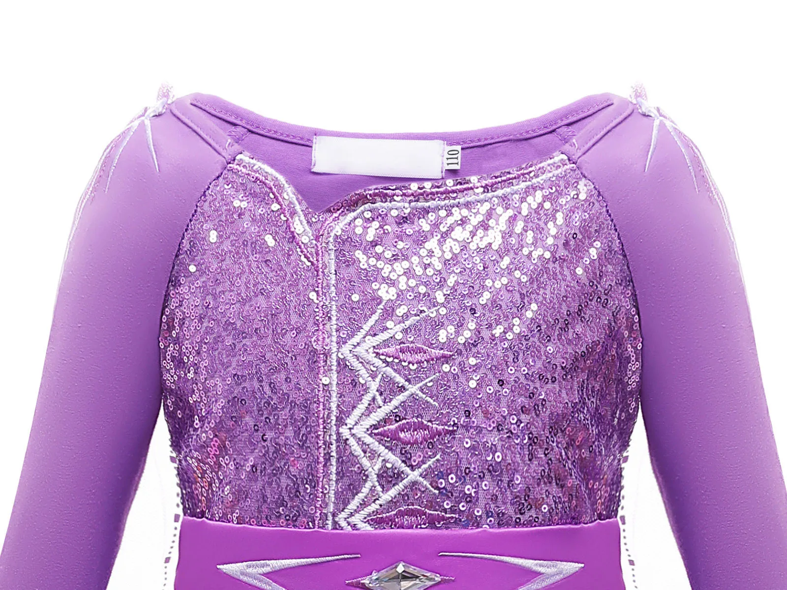 Mädchen Schneekönigin Lila Kleid Pailletten Langarm Farbverlauf Tüll Schleppkleid Kinder Elsa Kostüm für Geburtstag Halloween – Detail 8