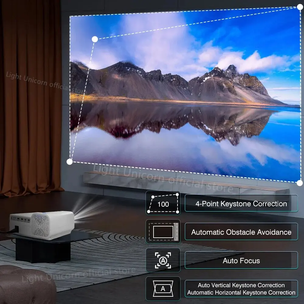 Touyinger Light Unicorn T28 1080P Full HD 13000 Lumens LED Video Projector 4K Android 5G WiFi 300 بوصة مسرح السينما المنزلية الذكية