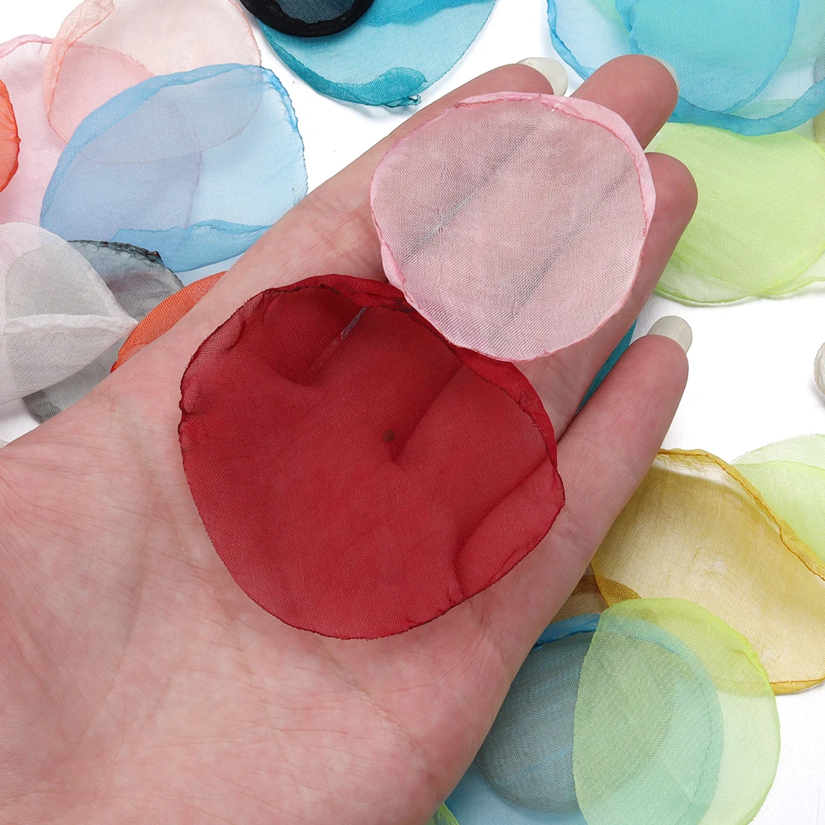 20/40pcs Fabric Flower Petals 4.5-6cm Chiffon Burned Edge Petals DIY Earring Hair Ornament For Wedding Decor Jewelry Making