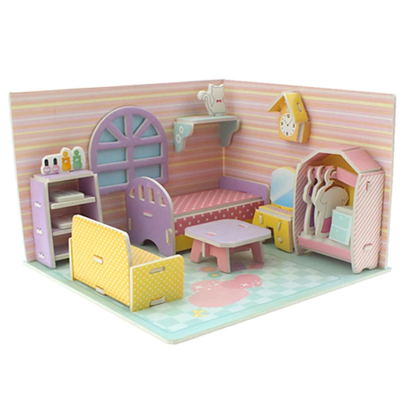 【BS】3D-Papierpuzzle für Kinder, Modellbauhaus zum Selbermachen, Früherziehung und Lernspielzeug zum Zusammenbauen