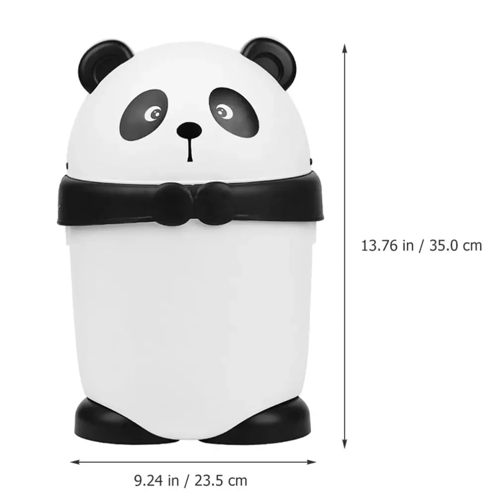 Cute Panda Trash Can with Lid Cartoon Wastebasket Countertop Garbage Container Bin for Home Office Bathroom