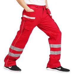 Durable American-Style Work Pants for Men, Summer Men's Pants with Reflective Strips, Work Pants for Mechanics, Workshop Labor Protection Clothing, Workwear
