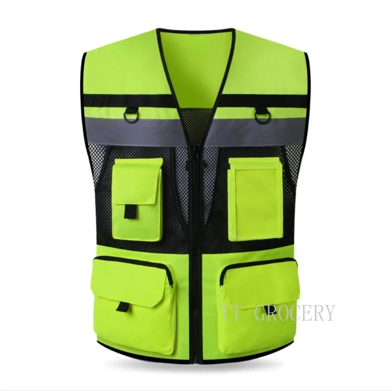 Imagem -03 - Colete de Segurança Reflexivo com Bolsos Ferramenta Trabalho Respirável Gilet Malha Alta Visibilidade Workwear