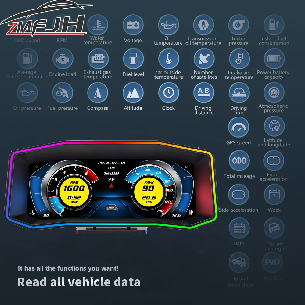 AD Head Up Display OBD+GPS Dual System Digital Car HUD Speedometer With Overspeed Alarm Water Temperature On-board Computer