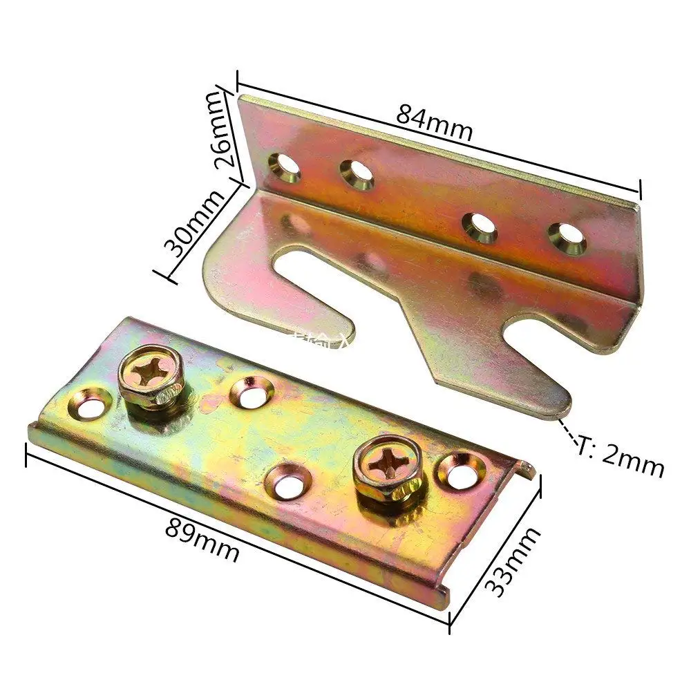 Bed Rail Bracket - SUNVORE Fittings - Heavy Duty Non-Mortise - Set of 4
