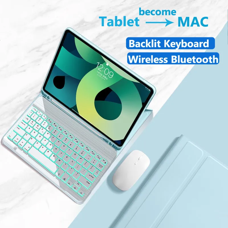 Magnetic Wireless Keyboard Case and Mouse for Realme Pad Mini 8.7inch 2022 7 Colour Light Backlit Keyboard Casing Cover