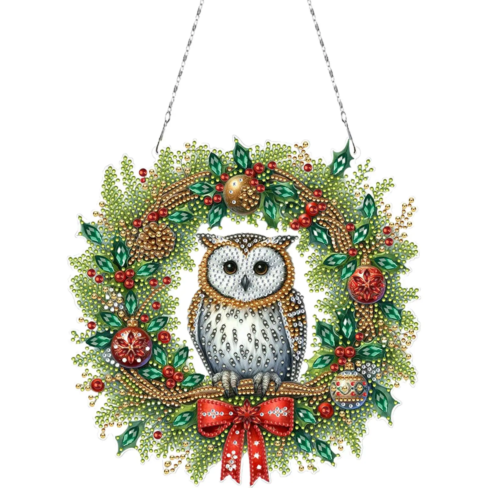 

2D/Flat Xmas DIY Rhinestone Diamond Art Window Pendants Double Side Print Single Dide Drill Window Hanging Art for Home Decor