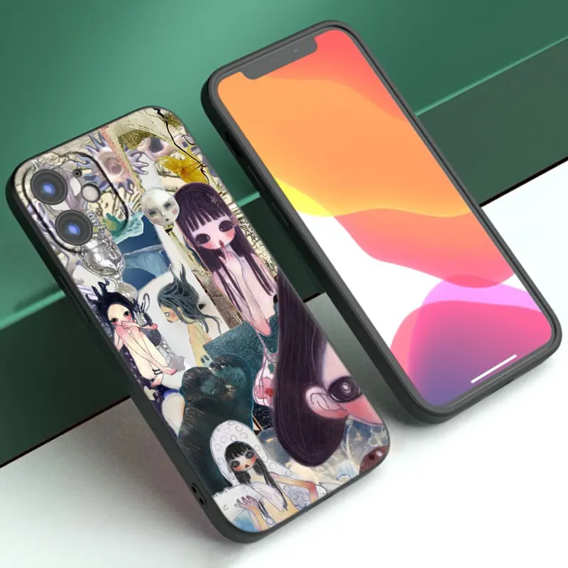 Aya Takano Funky art Black Phone Case For Apple iPhone 15 Pro Max 15 14 13 12 Pro Max Mini 11 Pro 7 8 Plus XR X XS SE 2020 2022